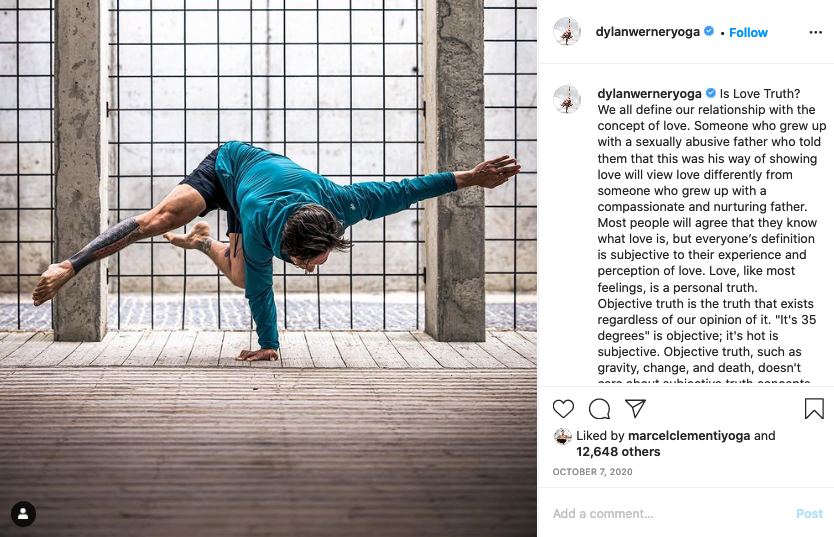 ตัวอย่าง Influencer จาก Instagram ที่ชื่อว่า Dylan Werner